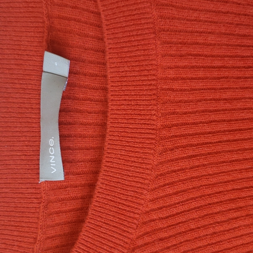 Vince Ribbed Crewneck Sweater in Bright Orange Red